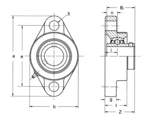 SSUCFL206 BKL Stainless 2 Bolt Flange Housing with Stainless Bearing 30mm