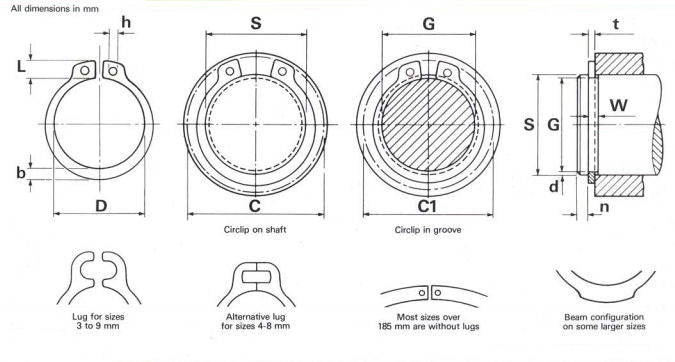 D1400-1000 External Circlip 100mm