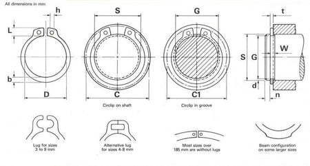 D1400-0100 External Circlip 10mm