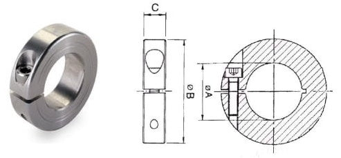 CASB09Z Zinc Plated Single Split Shaft Collar 9x24x9mm