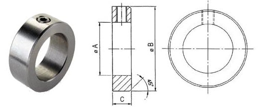 CABU06Z Solid/Unsplit En8 Zinc Plated Shaft Collar 6mm