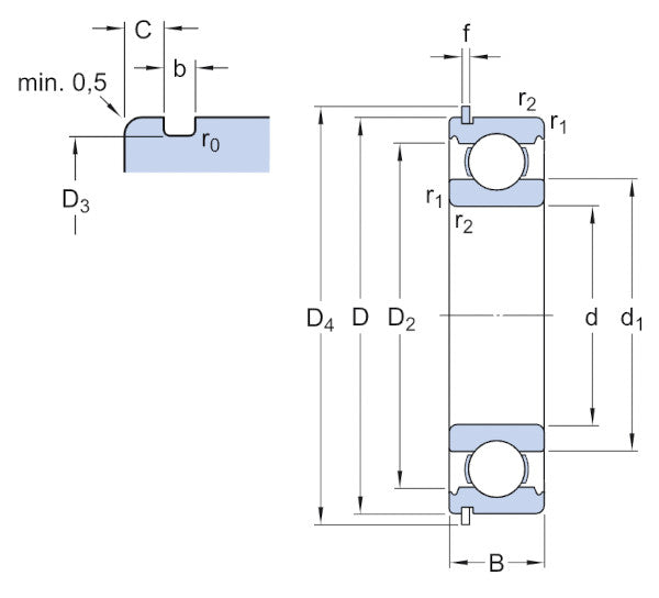 6004NR SKF Open Deep Groove Ball Bearing with Circlip Groove and Circlip 20mm inside x 42mm outside x 12mm wide