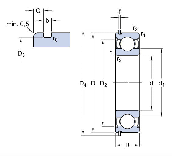 6002-2RSHNR SKF Sealed Deep Groove Ball Bearing with Circlip Groove & Circlip 15mm inside x 32mm outside x 9mm wide