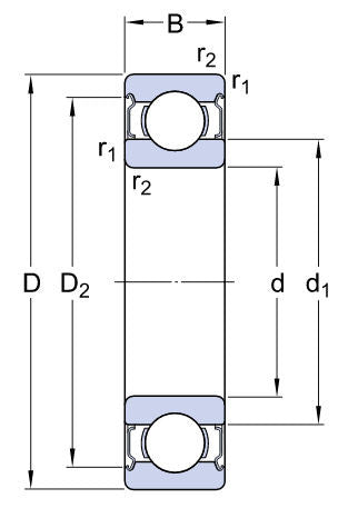 16003-2Z SKF Shielded Deep Groove Ball Bearing 17mm inside x 35mm outside x 8mm wide