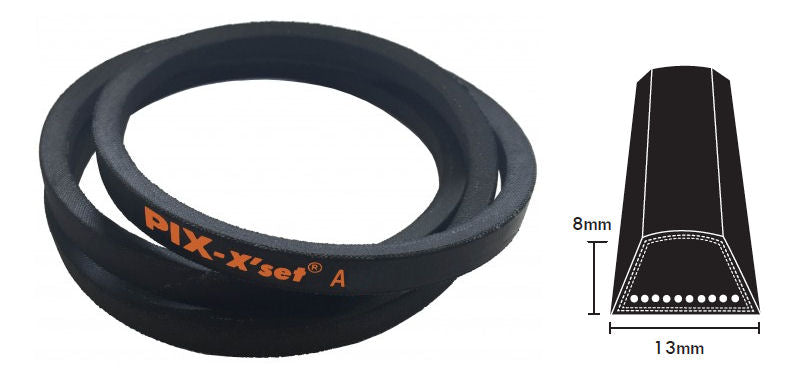 A122 PIX A Section V Belt, 13mm Top Width, 8mm Thickness, Inside Length 3100mm