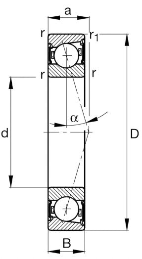 B7001-C-2RSD-T-P4S-UL FAG Sealed Super Precision Angular Contact Ball Bearing 12x28x8mm