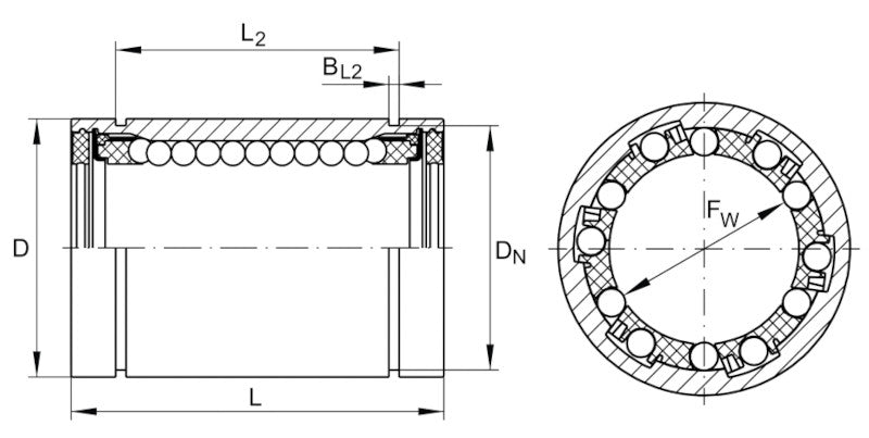 KB12-PP INA Closed Linear Ball Bearing Sealed On All Sides 12x22x32mm