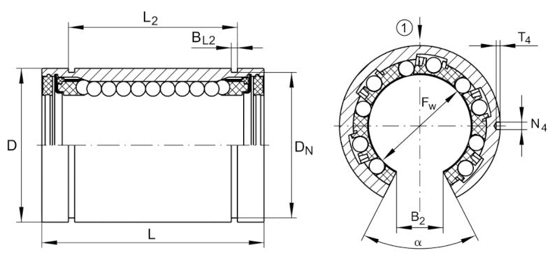 KBO12 INA Open Linear Ball Bearing 12x22x32mm