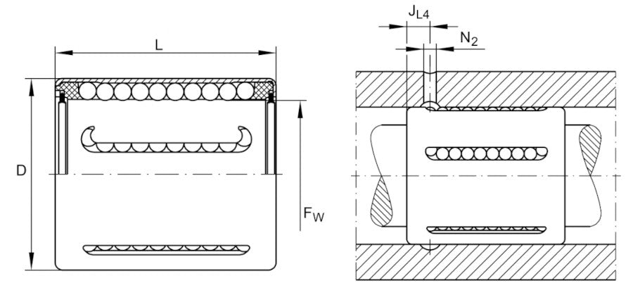 KH06-PP INA Closed Linear Ball Bearing Sealed On All Sides 6x12x22mm