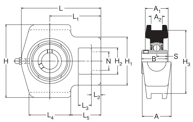 MST1 RHP Cast Iron Take-Up Bearing Unit 1 inch Bore