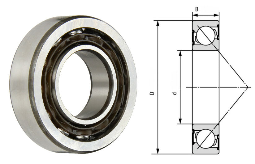 3200-TV Dunlop Double Row Angular Contact Open Bearing 10x30x14mm