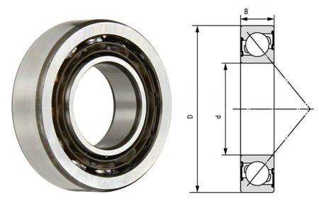 3201-TV Dunlop Double Row Angular Contact Open Bearing 12x32x15.9mm