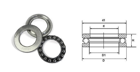 51104 Dunlop Single Direction Thrust Ball Bearing 20x35x10mm