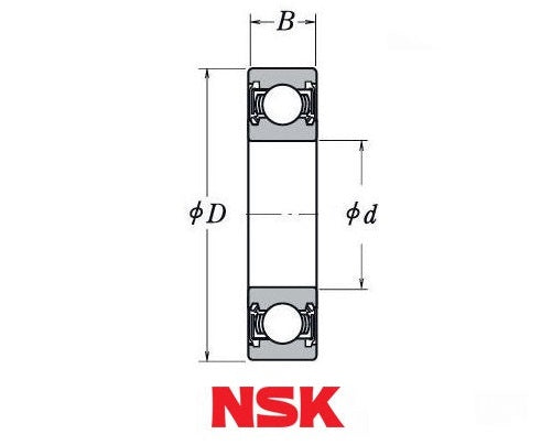 605ZZ NSK Shielded Deep Groove Ball Bearing 5mm inside x 14mm outside x 5mm wide