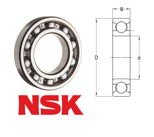 16001 NSK Open Deep Groove Ball Bearing 12mm inside x 28mm outside x 7mm wide