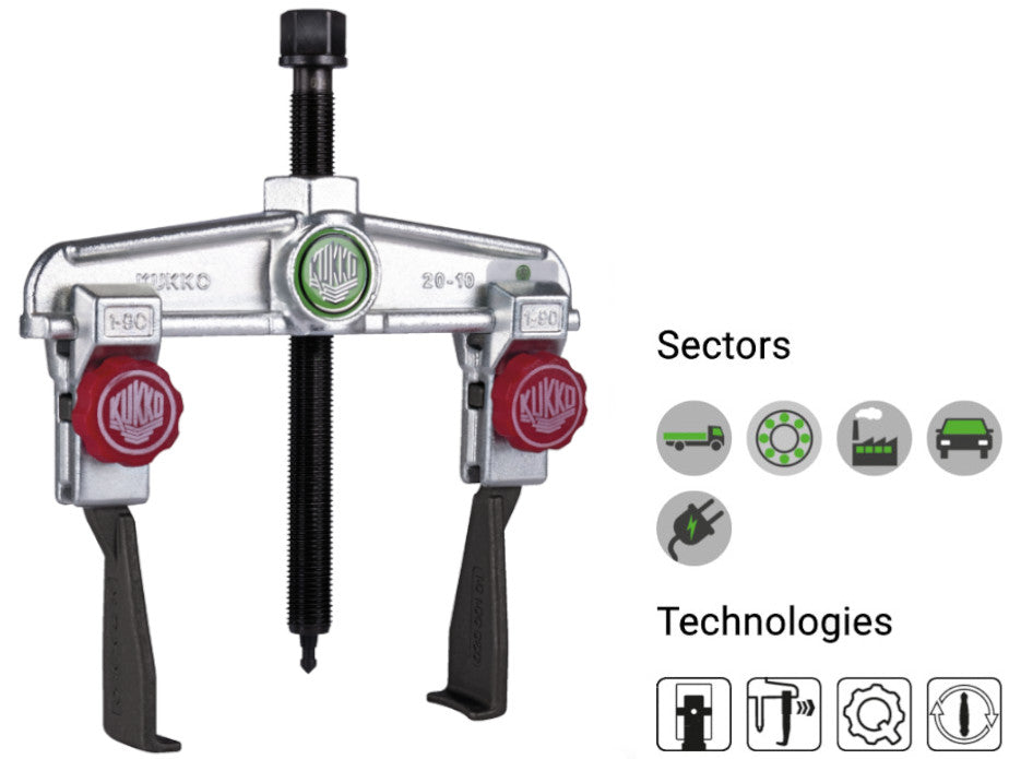 20-10+S KUKKO Universal 2 Jaw Puller with Narrow Quick Adjusting Jaws 100 x 120mm