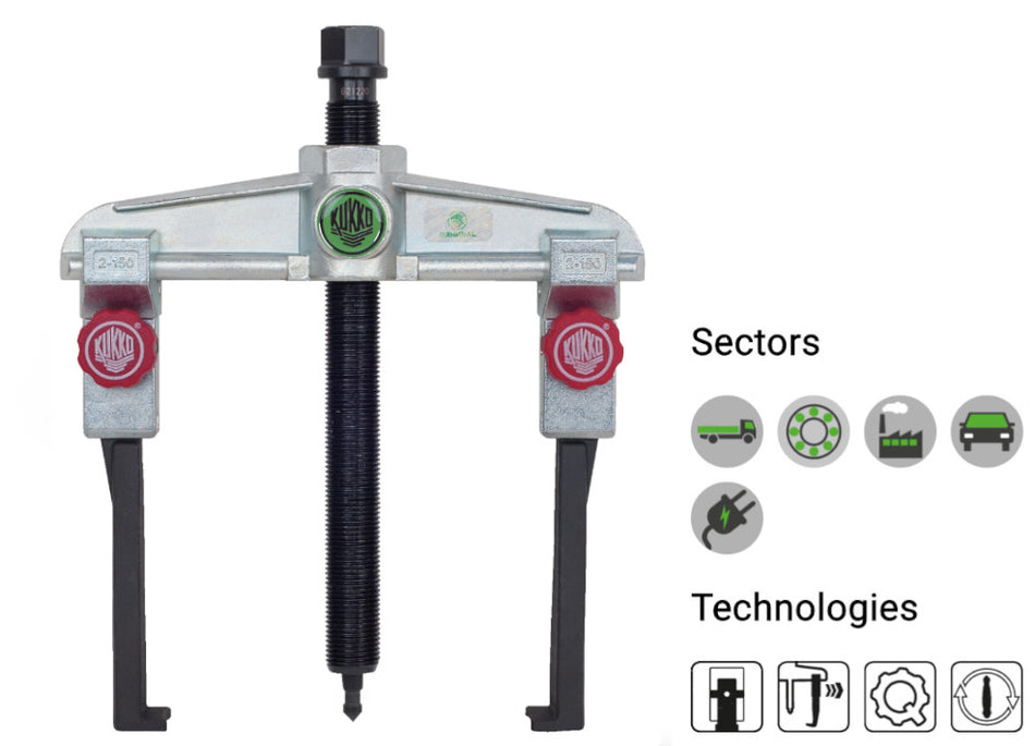 20-2+S KUKKO Universal 2 Jaw Puller with Narrow Quick Adjusting Jaws 150 x 160mm