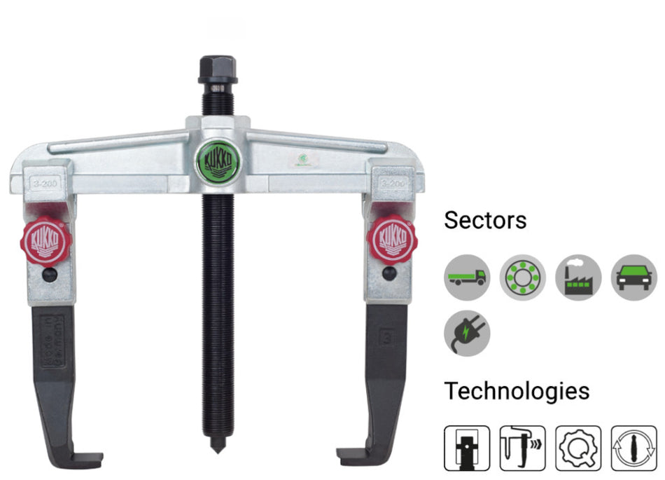 20-3+S Kukko Universal 2-Jaw Puller with Narrow Quick Adjusting Jaws 200 x 250mm