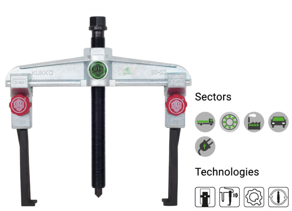 20-20+S Kukko Universal 2-Jaw Puller with Narrow Quick Adjusting Jaws 150 x 200mm