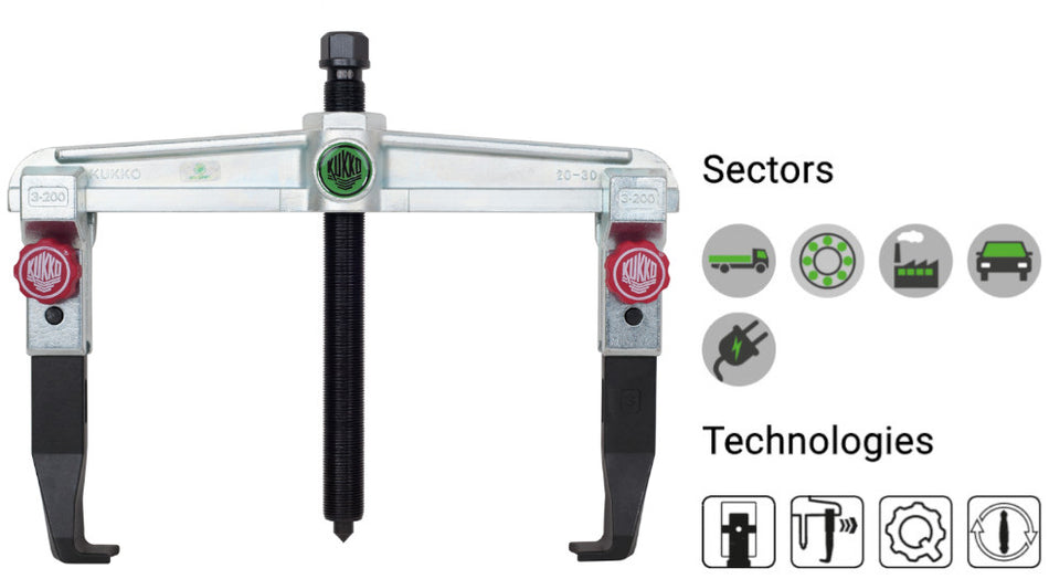 20-30+S Kukko Universal 2-Jaw Puller with Narrow Quick Adjusting Jaws 200 x 350mm