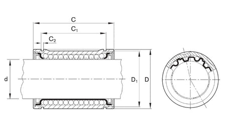 R060201210 KBM-12  DD Bosch Rexroth Linear Ball Bushing with Two Seals 12x22x32mm