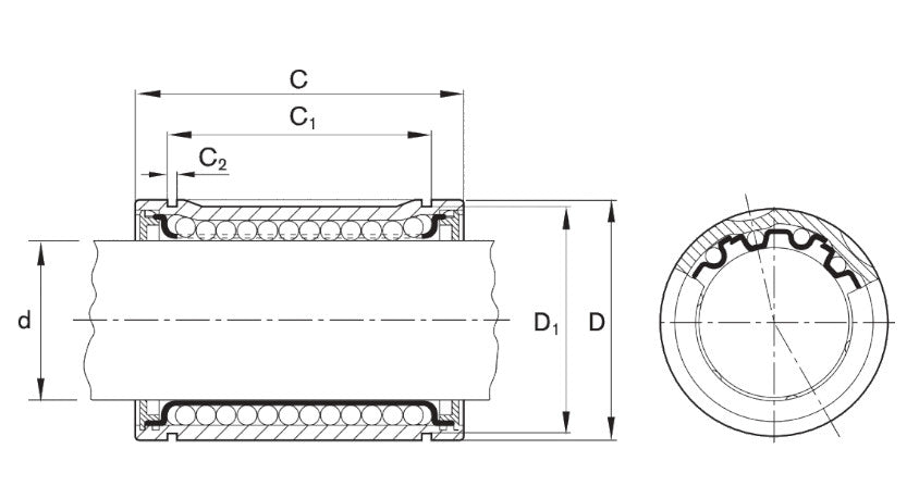 R060204010 KBM-40  DD Bosch Rexroth Linear Ball Bushing with Two Seals 40x62x80mm