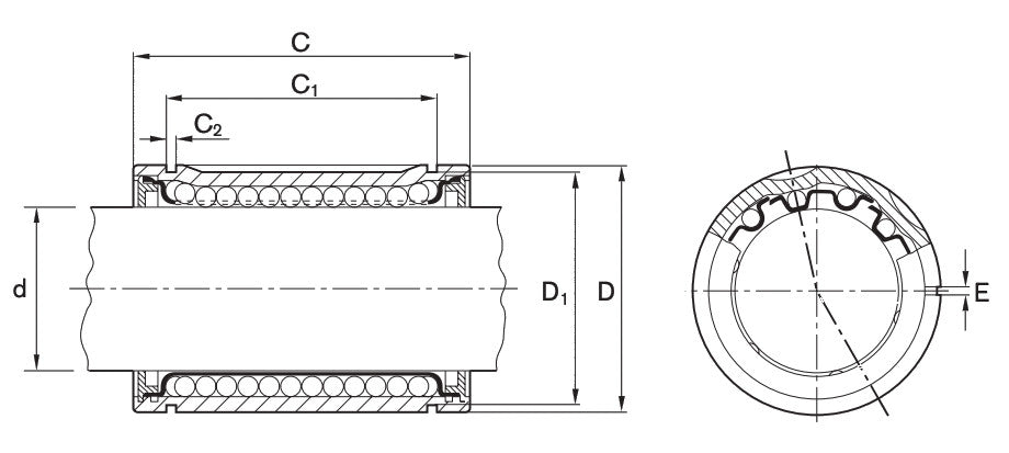 R061202010 KBM-E-20  DD Bosch Rexroth Linear Ball Bushing with Wiper Seals 20x32x45mm