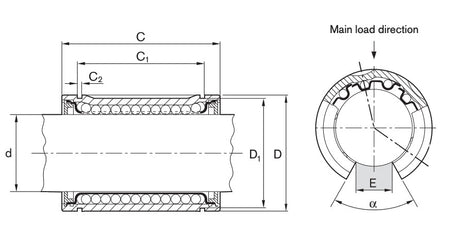 R063204000 KBM-O-40  DD Bosch Rexroth Linear Ball Bushing with Wiper Seals 40x62x80mm