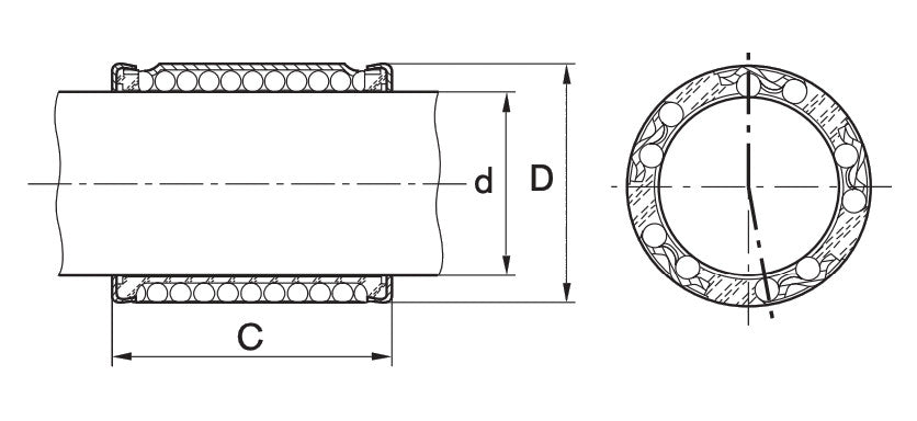 R065821430 KBC-14 -DD-NR Bosch Rexroth Linear Ball Bushing with Wiper Seals 14x21x28mm