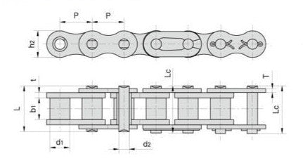 Dunlop 16B-1 BS Simplex Roller Chain 1 Inch Pitch 5 Mtr