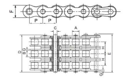 Dunlop 08B-3 BS Triplex Roller Chain 1/2 Inch Pitch 5 Mtr Box