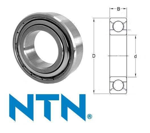 60/22 ZZ NTN Open Deep Groove Ball Bearing 22x44x12mm