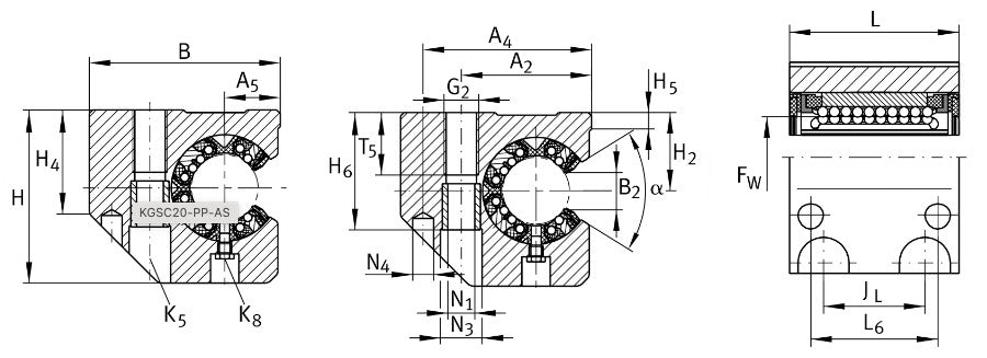 KGSC20-PP-AS INA Linear Ball Bearing and Housing Unit 20mm