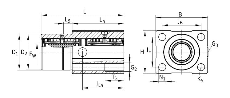 KTFS16-PP-AS INA Linear Ball Bearing and Housing Unit 16x50x78mm