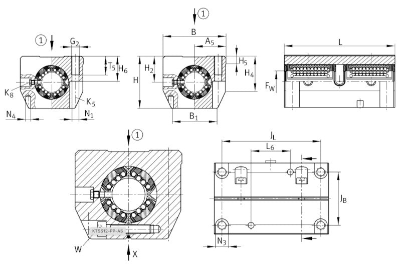 KTSS16-PP-AS INA Linear Ball Bearing and Housing Unit 16x53x78mm