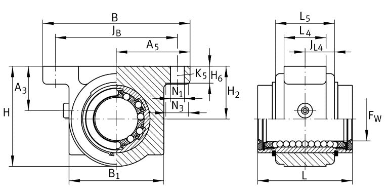 KGB12-PP-AS INA Linear Ball Bearing and Housing Unit 12mm