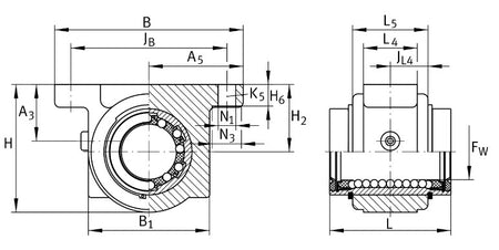 KGB12-PP-AS INA Linear Ball Bearing and Housing Unit 12mm