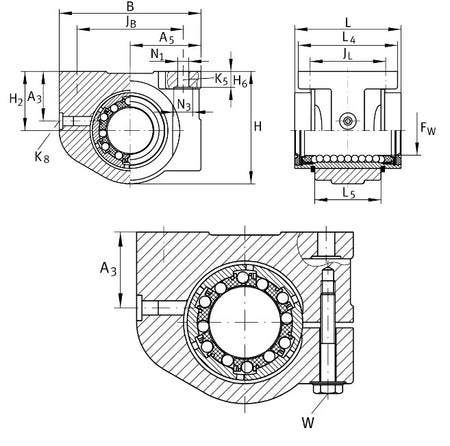 KGBAS30-PP-AS INA Linear Ball Bearing and Housing Unit 30mm