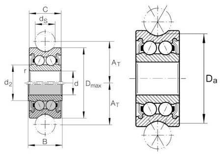 LFR50/5-4-2RS-RB INA Sealed Track Roller Bearing 5x16x8mm