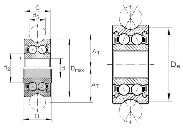 LFR50/5-4-2RS-RB INA Sealed Track Roller Bearing 5x16x8mm