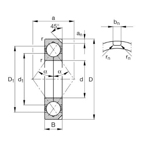 QJ216-N2-MPA-FAG Four Point Contact Ball Bearing 80x140x26mm