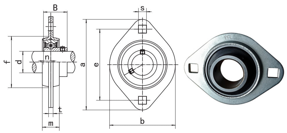 SBPFL206-20 BKL Brand 2 Bolt Pressed Steel Flange Bearing Unit 1.1/4 Inch Bore