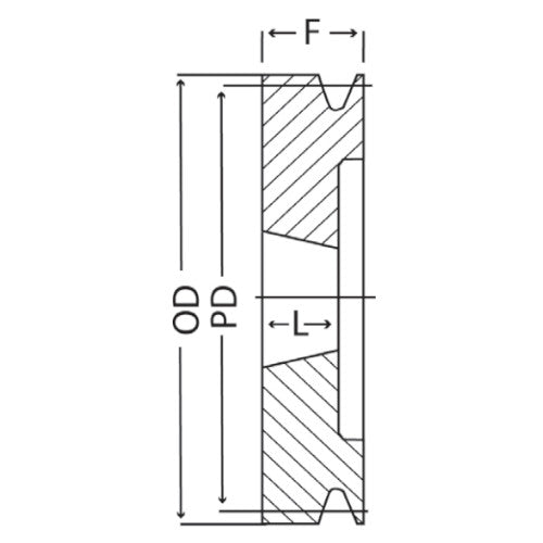 SPZ056-2 56mm Pitch Diameter 2 Groove Tapered Bush V Pulley