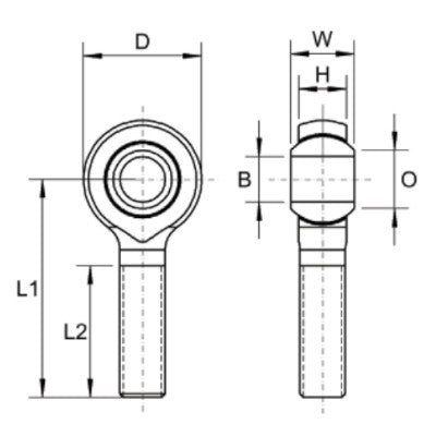 MBL-04 Dunlop Left Hand Imperial Steel / Bronze Male Rod End 1/4 UNF Thread, 1/4 Inch Bore