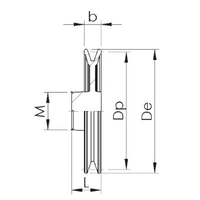 SPZ160-1 160mm Pitch Diameter 1 Groove Blank Bored Aluminium Pulley