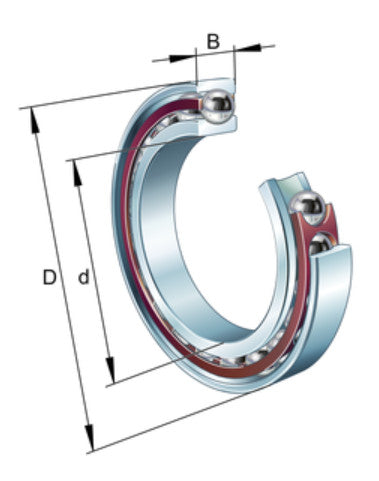 B7016-E-2RSD-T-P4S-UL FAG Super Precision Angular Contact Spindle Ball Bearing 80x125x22mm Dimensions