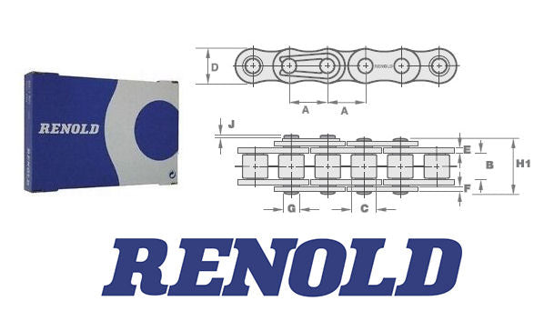 Renold Blue 28B-1 BS Simplex Roller Chain 1.3/4 Inch Pitch