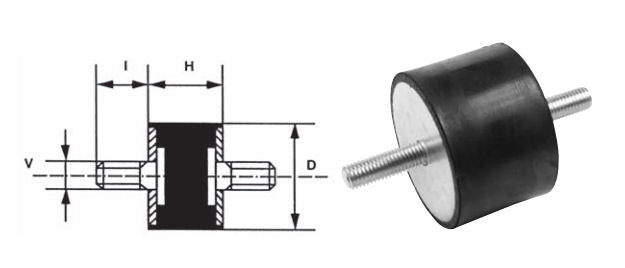 MM25x20 Male Male Bobbin M6x18 Thread 60 Shore