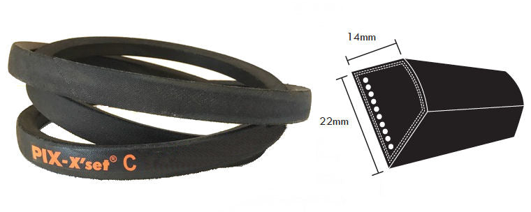 C38 PIX C Section V Belt, 22mm Top Width, 14mm Thickness, 965mm Inside Length