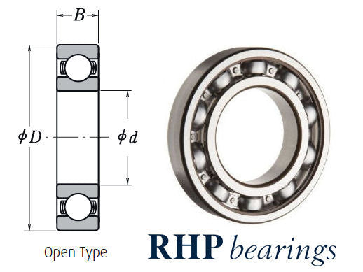 LJ3/4J RHP Open Deep Groove Ball Bearing 3/4x1.7/8x9/16 inch